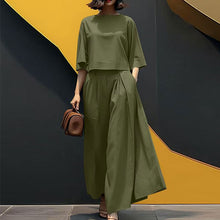 画像をギャラリービューアに読み込む, 無地シンプルコーデブラウス&カジュアルパンツセットアップ