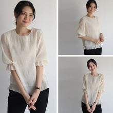 画像をギャラリービューアに読み込む, ドレープシフォン半袖ブラウストップス