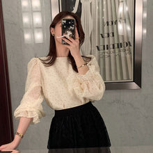 画像をギャラリービューアに読み込む, 2wayリボントッド柄ブラウスデートコーデトップス