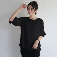画像をギャラリービューアに読み込む, ドレープシフォン半袖ブラウストップス