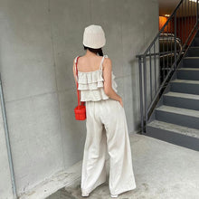 画像をギャラリービューアに読み込む, フレア裾キャミソールトップス&ハイウエストガウチョパンツセットアップ