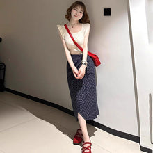 画像をギャラリービューアに読み込む, 透かし編みノースリーブ × ラップスリットスカート セットアップ デート カジュアル