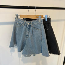 画像をギャラリービューアに読み込む, デニムショートパンツダメージデザインハイウエストボトムス