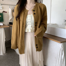 画像をギャラリービューアに読み込む, シンプルコーデしやすい無地ニットカーディガンアウタートップス