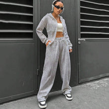 画像をギャラリービューアに読み込む, フード付きパーカー&カジュアルパンツセットアップ運動日常コーデ