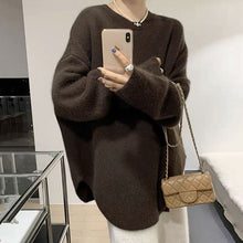 画像をギャラリービューアに読み込む, けだるい風スリットニットセーターリゾートコーデトップス