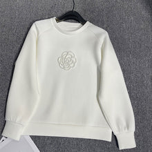 画像をギャラリービューアに読み込む, 立体的花柄シンプルコーデ無地スウェットパーカートップス