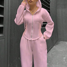 画像をギャラリービューアに読み込む, フード付きパーカー&カジュアルパンツセットアップ運動日常コーデ