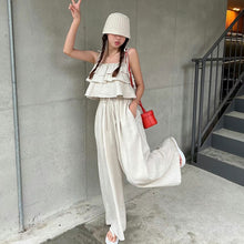 画像をギャラリービューアに読み込む, フレア裾キャミソールトップス&ハイウエストガウチョパンツセットアップ