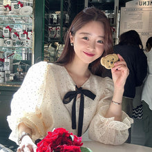 画像をギャラリービューアに読み込む, 2wayリボントッド柄ブラウスデートコーデトップス