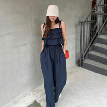 画像をギャラリービューアに読み込む, フレア裾キャミソールトップス&ハイウエストガウチョパンツセットアップ