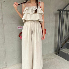 画像をギャラリービューアに読み込む, フレア裾キャミソールトップス&ハイウエストガウチョパンツセットアップ