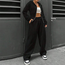 画像をギャラリービューアに読み込む, フード付きパーカー&カジュアルパンツセットアップ運動日常コーデ