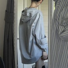 画像をギャラリービューアに読み込む, ストライプ柄フード付きシャツトップスけだるい風