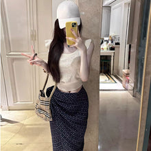 画像をギャラリービューアに読み込む, 透かし編みノースリーブ × ラップスリットスカート セットアップ デート カジュアル
