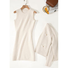 画像をギャラリービューアに読み込む, 気質アップニット2点セットノースリーブニットワンピース&ニットカーディガンセットアップ