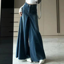 画像をギャラリービューアに読み込む, 大振り子デニムパンツジーンパンツガウチョボトムス