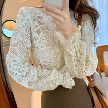 画像をギャラリービューアに読み込む, レース花柄シャツトップス