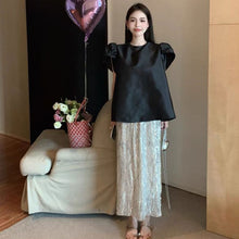 画像をギャラリービューアに読み込む, パフスリーブブラウストップス&スパンコールスカートセットアップ