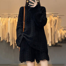 画像をギャラリービューアに読み込む, ケーブルニットダメージデザインセーター&ニットショートパンツセットアップ