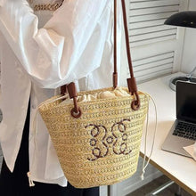 画像をギャラリービューアに読み込む, 花柄ストローウーブンバッグカジュアルショルダーバッグ