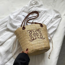 画像をギャラリービューアに読み込む, 花柄ストローウーブンバッグカジュアルショルダーバッグ