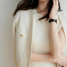 画像をギャラリービューアに読み込む, 気質アップニット2点セットノースリーブニットワンピース&ニットカーディガンセットアップ