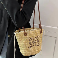 画像をギャラリービューアに読み込む, 花柄ストローウーブンバッグカジュアルショルダーバッグ