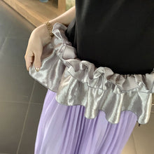 画像をギャラリービューアに読み込む, 配色切替フレア裾ノースリーブトップス&プリーツロングスカートセットアップ