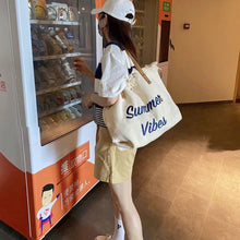 画像をギャラリービューアに読み込む, アルファペットプリントタッセルキャンバスバッグハンドバッグ大容量