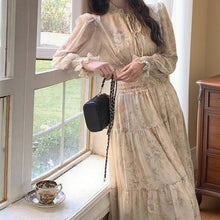 画像をギャラリービューアに読み込む, 花柄ウエストゴムデートワンピース