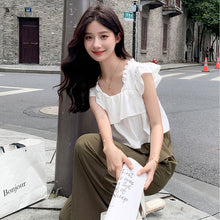 画像をギャラリービューアに読み込む, 配色切替フレア裾トップス&無地カジュアルパンツセットアップ