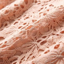 画像をギャラリービューアに読み込む, レース透かし彫り半袖Hラインカジュアルワンピース優雅コーデエレガント二次会