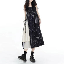 画像をギャラリービューアに読み込む, カジュアルキャミワンピース重ね風カジュアルワンピースストライプ柄調節可能