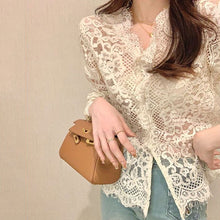 画像をギャラリービューアに読み込む, レース花柄シャツトップス