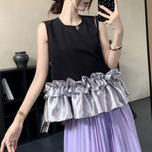 画像をギャラリービューアに読み込む, 配色切替フレア裾ノースリーブトップス&プリーツロングスカートセットアップ