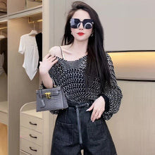 画像をギャラリービューアに読み込む, 透かし彫りリゾートパフスリーブ編むデザインコーデしやすいトップス