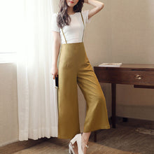 画像をギャラリービューアに読み込む, 女性ファッション合わせやすいゆったり着痩せ効果スリットサロペットワイドレッグパンツ