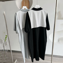 画像をギャラリービューアに読み込む, ストライプケープ切替取り外し可能半袖カジュアルワンピースTシャツワンピース