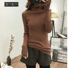 画像をギャラリービューアに読み込む, 【お得】6色ハイネック長袖指穴ありデザインニットトップスストレッチ