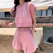画像をギャラリービューアに読み込む, 半袖Tシャツパーカー&ハイウエストショートパンツセットアップ