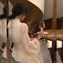 画像をギャラリービューアに読み込む, パフスリープリボンシースルー袖デートワンピース