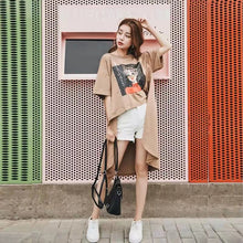 画像をギャラリービューアに読み込む, INSけだるい風レデイースファッション不規則デザイン感ゆったりコーデしやすいTシャツトップス