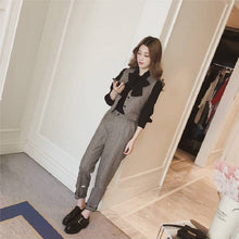 画像をギャラリービューアに読み込む, 韓国風三点セットリボン付きシャツ&合わせやすいベスト&ロングパンツセットアップ