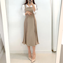 画像をギャラリービューアに読み込む, サイドプリーツ切替サスペンダーワンピース着回し日常コーデ