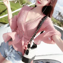 画像をギャラリービューアに読み込む, 絶対欲しい優しい気質トランペットスリーブフリル裾ファッション合わせやすいシャツ・ブラウストップス
