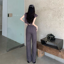 画像をギャラリービューアに読み込む, フレンチ袖ショートタイプトップス&カジュアルパンツセットアップ