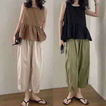 画像をギャラリービューアに読み込む, 3カラー選択ノースリーブフレア裾トップス&カジュアルパンツセットアップ