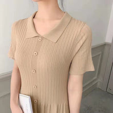 画像をギャラリービューアに読み込む, レトロデザイン感レデイースファッション無地気質着痩せ効果ロングニットワンピース