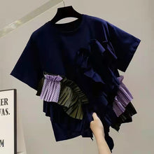 画像をギャラリービューアに読み込む, 不規則フリル裾切り替えデザインスタイル半袖コーデしやすいTシャツトップス